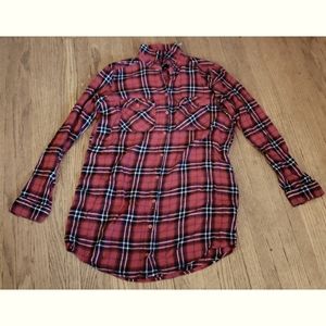 Red Plaid Long Sleeve Top